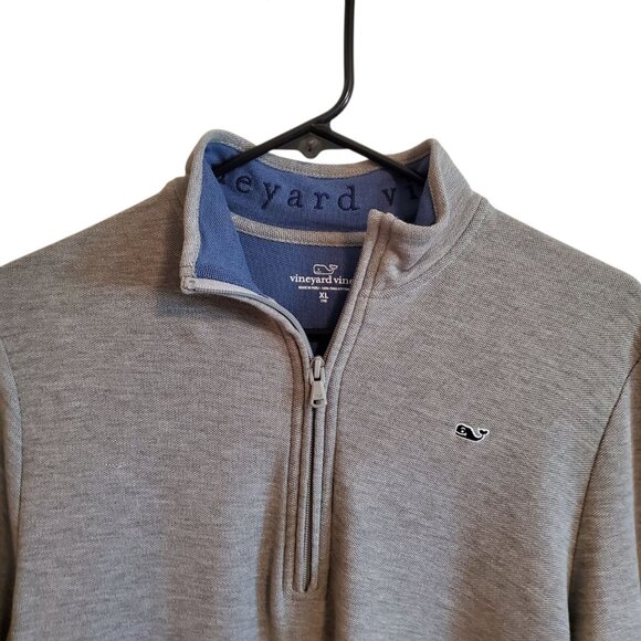Vineyard Vines Callao/Peru Preppy Pullover Quarter Zip Light Grey XL - Picture 4 of 15